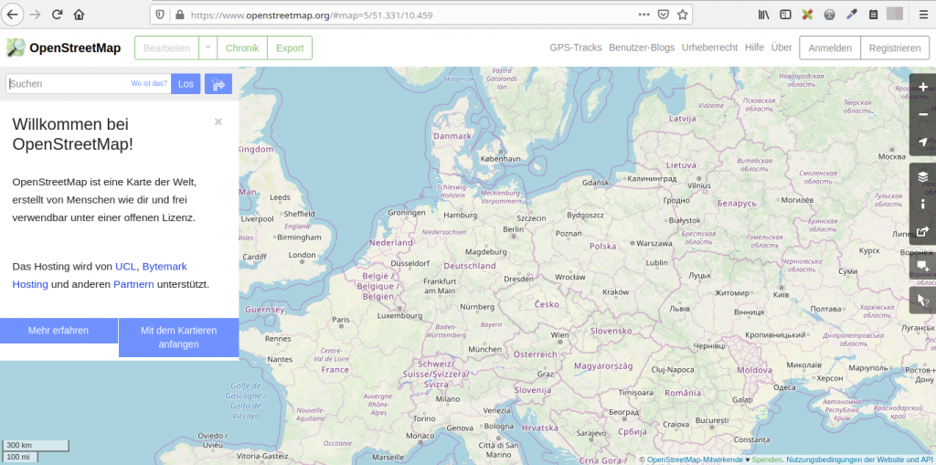 OSM-Karte via Web-Browser